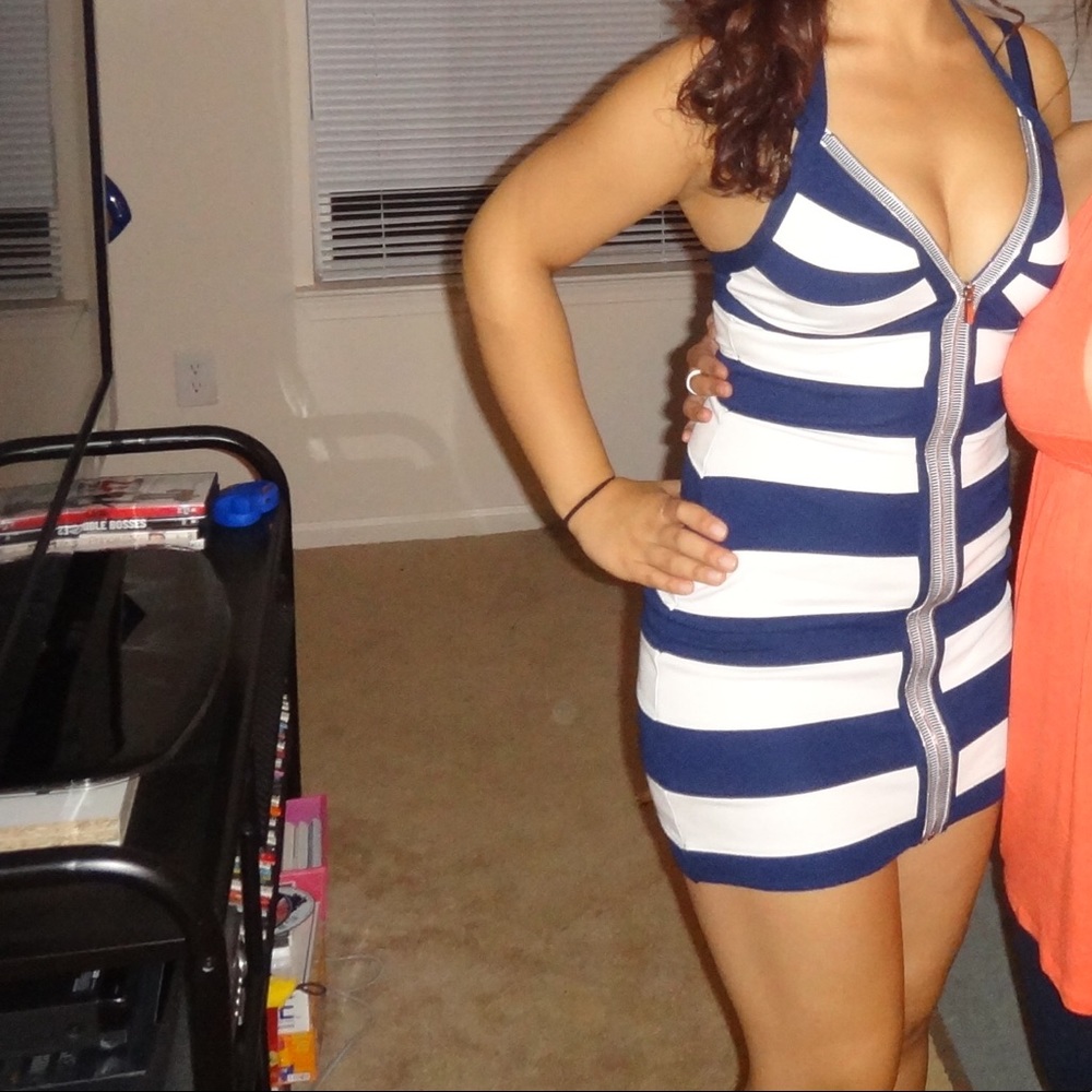Black and blue striped dress
